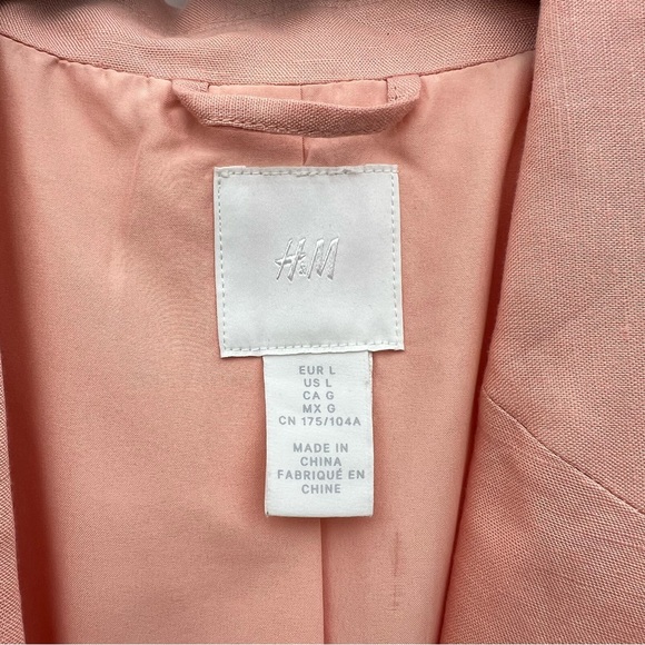 H&M Linen Vest, Sleeveless Blazer, Peach, Oversized, Size Large - Picture 3 of 5